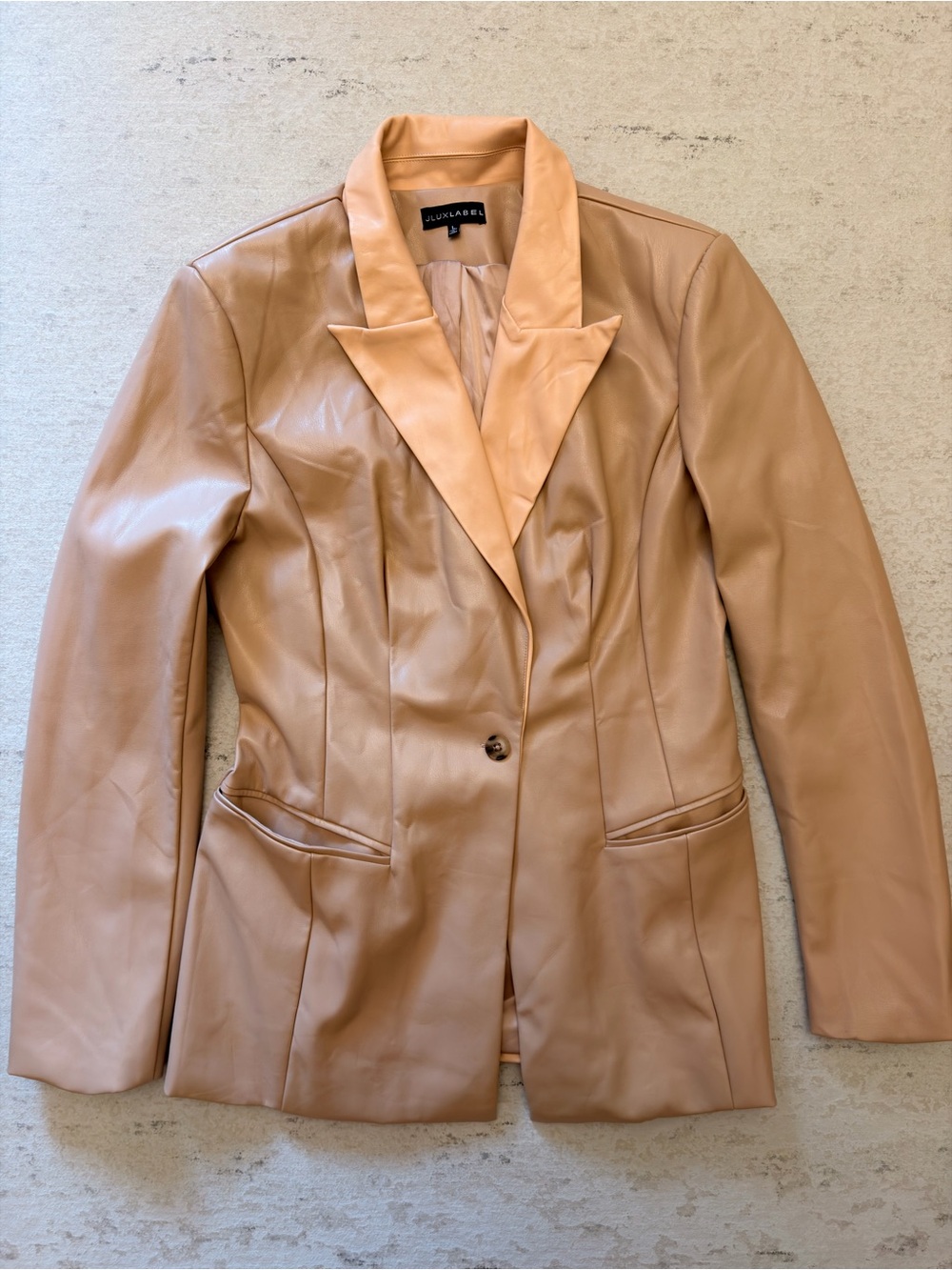 Two Tone Tan Pleather Blazer Size Large